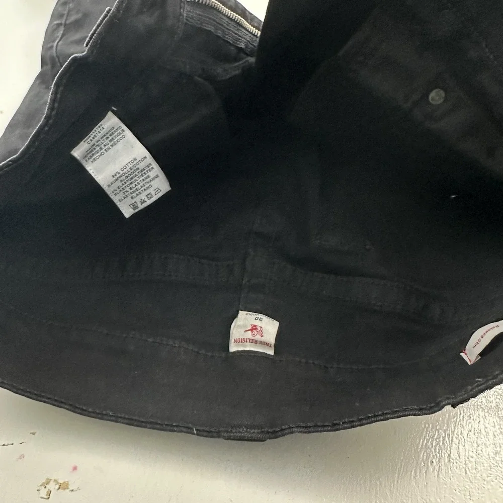 True Religion GENO Relaxed Slim Fit Jeans Men 30x33 Rinse Black Straight Stretch